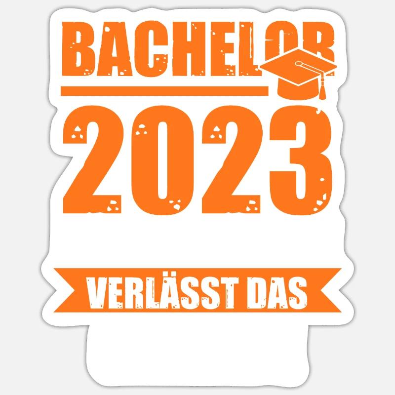 Bachelor 2023 Prüfung Bachelor Abschluss Geschenk - Sticker Größe S (10 x 10 cm) - Mattweiß