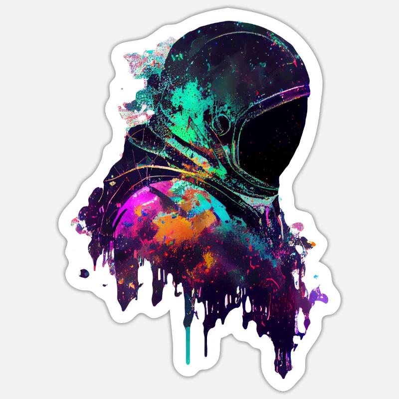 Outer Space Drippin Paint Art Fun Spaceman Sticker Größe S (10 x 10 cm)