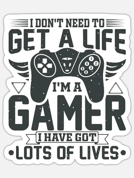Gamer gaming zocken Computerspiel Controller - Sticker Größe S (10 x 10 cm) - Mattweiß