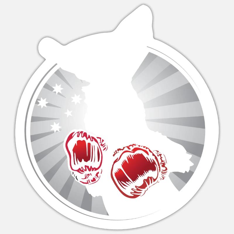 Kangourou Boxe Kangourous - Sticker taille S (10 x 10 cm) - blanc mat
