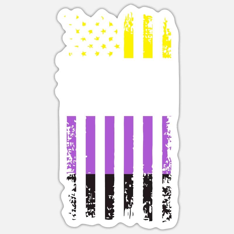 Non Binary Gender Flag Gift - Sticker size S (10 x 10 cm) - white matte