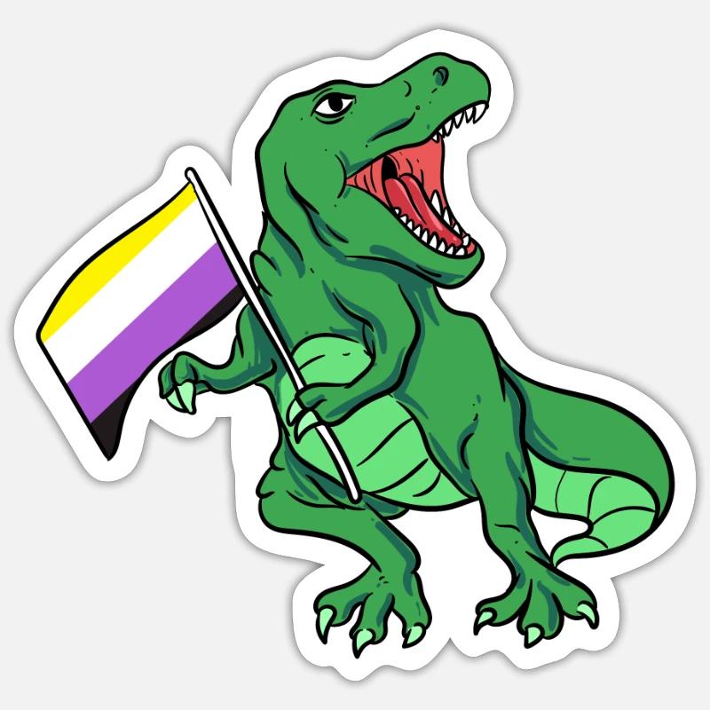 Non Binary Gender Flagge Geschenk - Sticker Größe S (10 x 10 cm) - Mattweiß