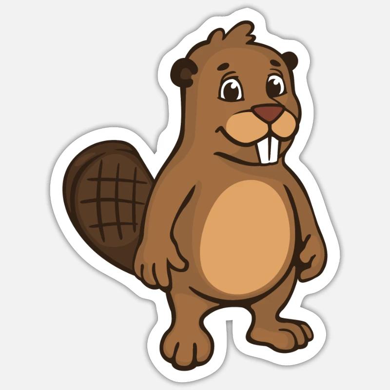 Funny Beaver - Sticker size S (10 x 10 cm) - white matte