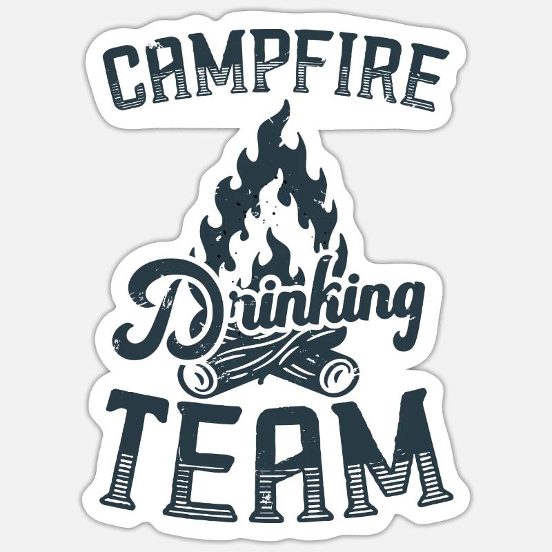 Campfire Drinking Team Camping Camper - Sticker size S (10 x 10 cm) - white matte