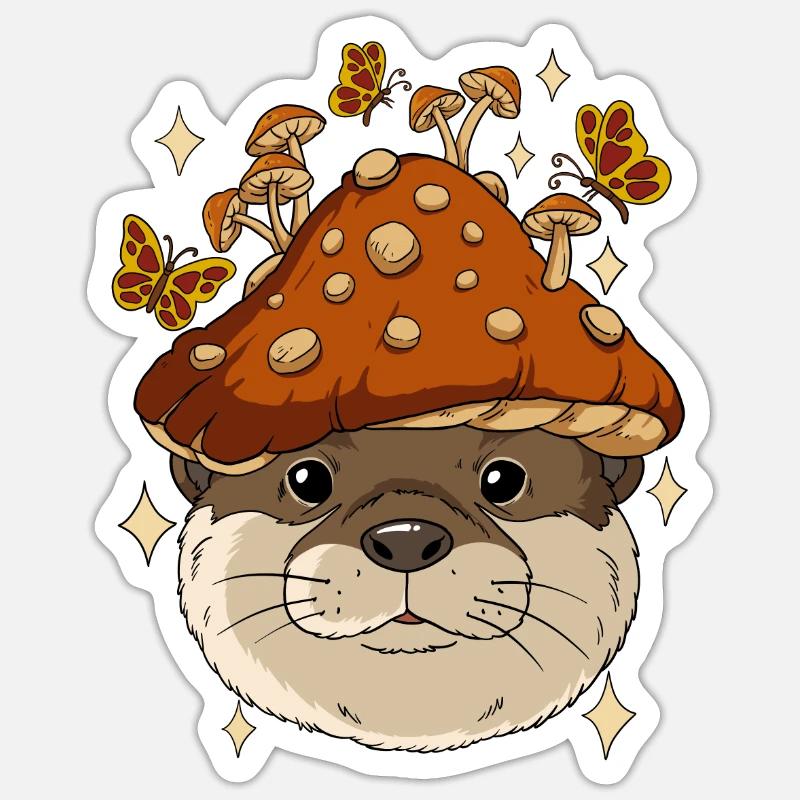 Cottagecore Otter - Sticker Größe S (10 x 10 cm) - Mattweiß