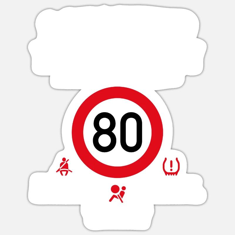 80. Geburtstag Schonend Behandeln 80 Tempolimit 80 - Sticker Größe S (10 x 10 cm) - Mattweiß