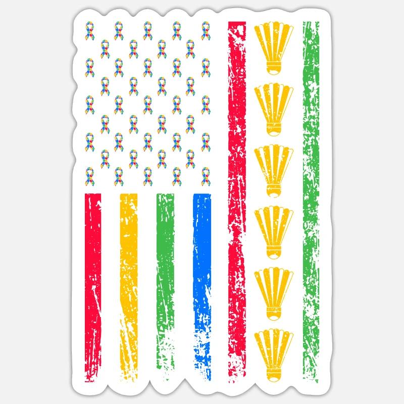 Drapeau sportif américain - Sticker taille S (10 x 10 cm) - blanc mat