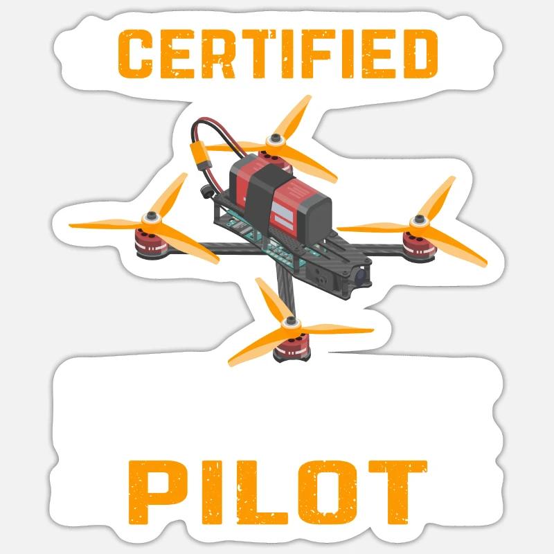 Certified Drone Pilot - Sticker Größe S (10 x 10 cm) - Mattweiß