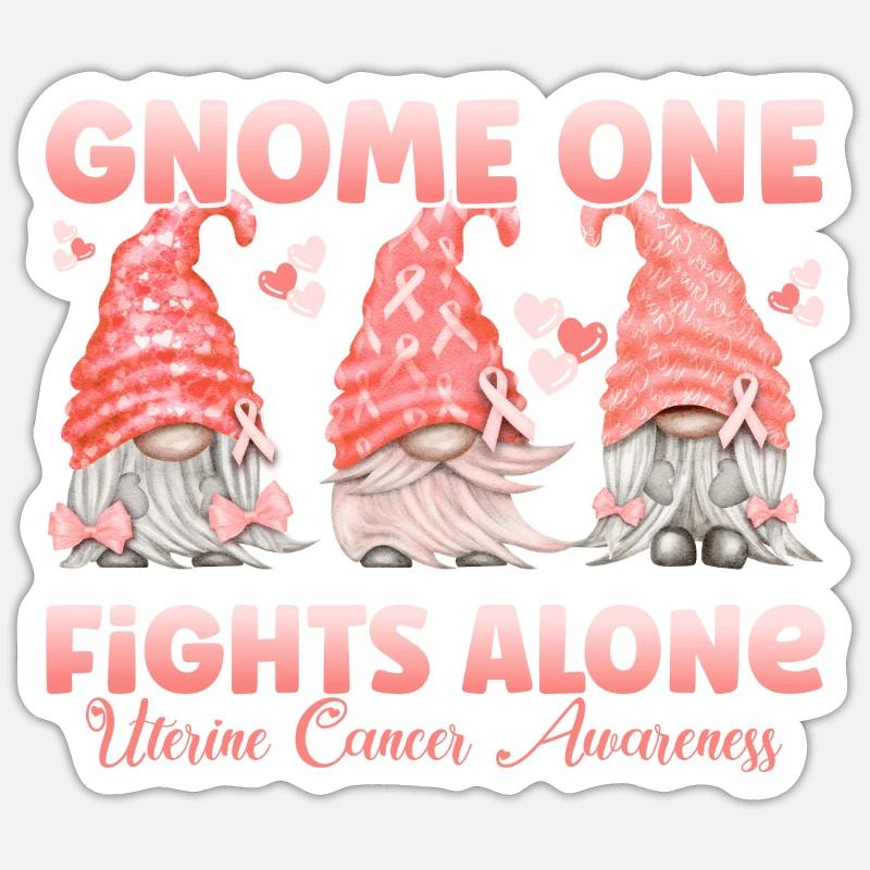 Gnome One Bekämpft Gebärmutterkrebs - Sticker Größe S (10 x 10 cm) - Mattweiß