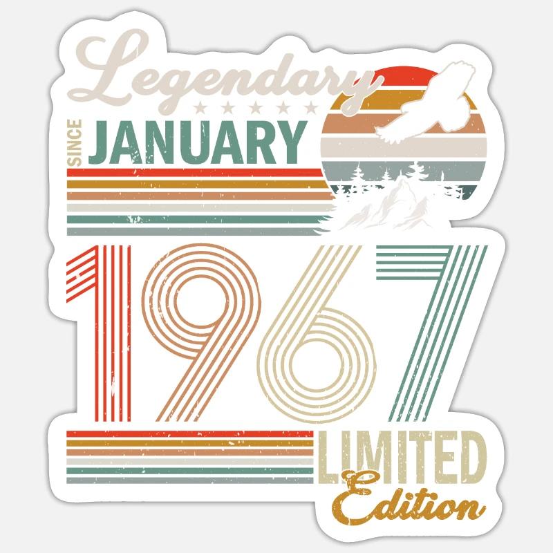 Legendär Seit Januar 1967 - Sticker taille S (10 x 10 cm) - blanc mat