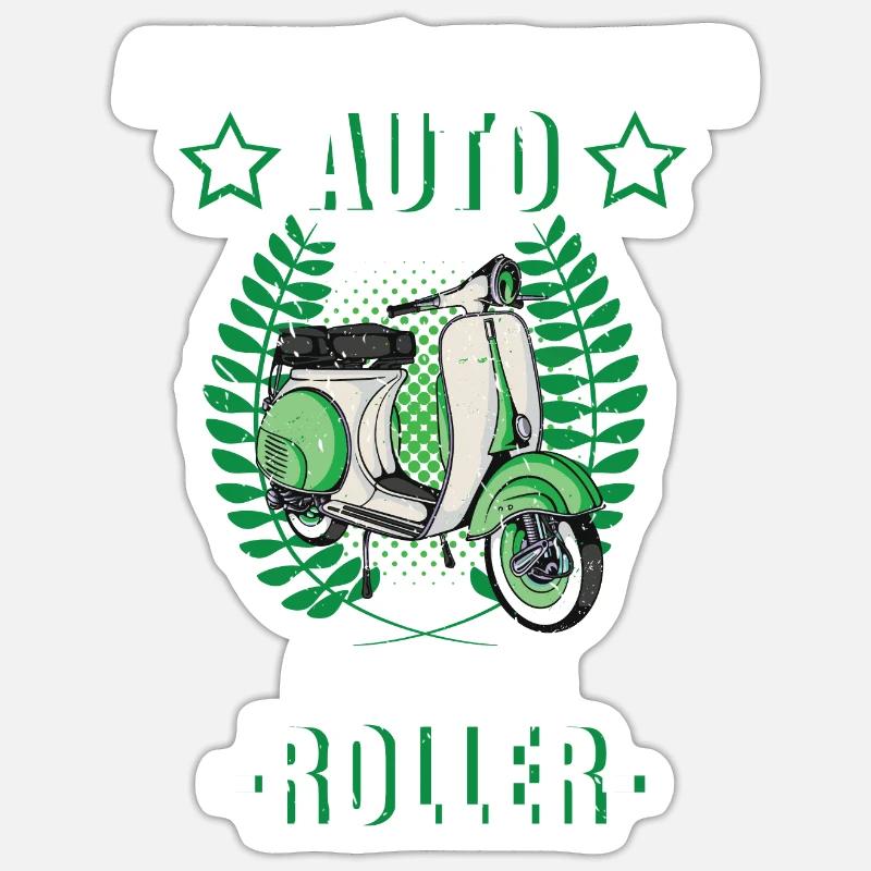 Roller Moped Rollerfahrer Retro Geschenk Sticker Größe S (10 x 10 cm)