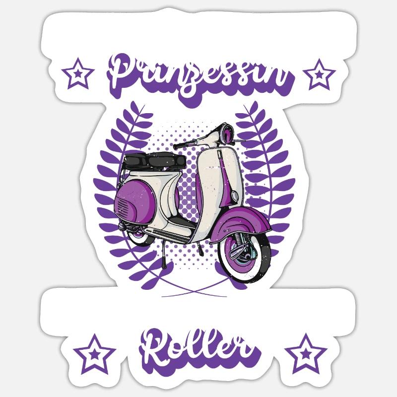Roller Moped Rollerfahrerin Mädchen Geschenk Sticker Größe S (10 x 10 cm)