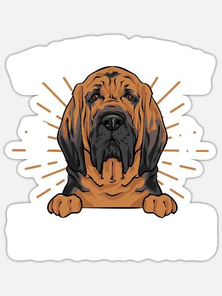 Bloodhound Hund Bluthund - Sticker Größe S (10 x 10 cm) - Mattweiß