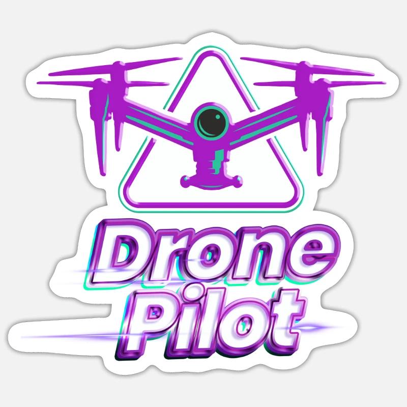 Drone Pilot Drone Pilot Drone Cadeau - Sticker taille S (10 x 10 cm) - blanc mat