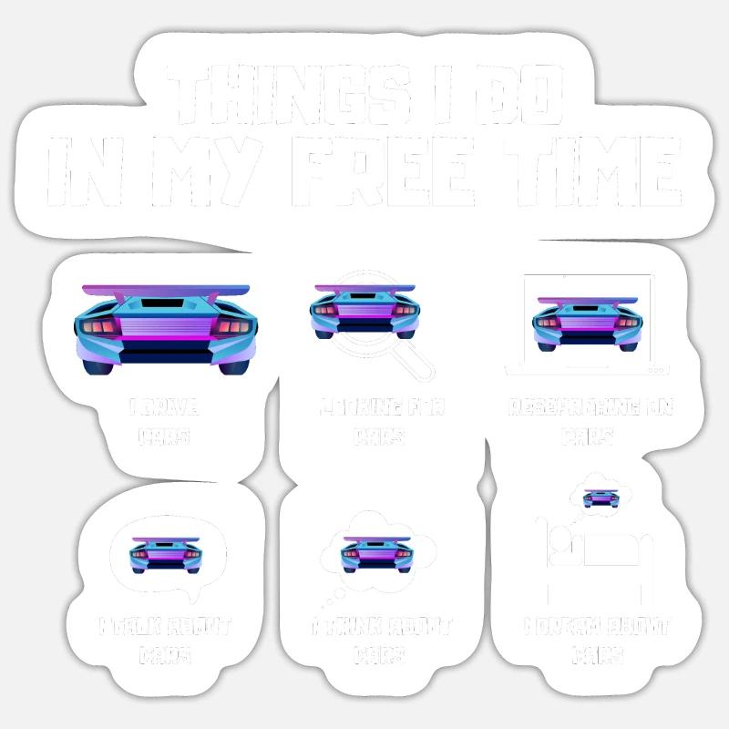 Geek de l’automobile - Sticker taille S (10 x 10 cm) - blanc mat
