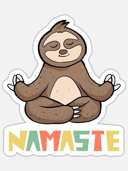 Yoga Meditation Faultier Namaste - Sticker Größe S (10 x 10 cm) - Mattweiß