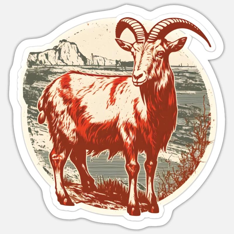 Chèvre rouge et blanc - Sticker taille S (10 x 10 cm) - blanc mat