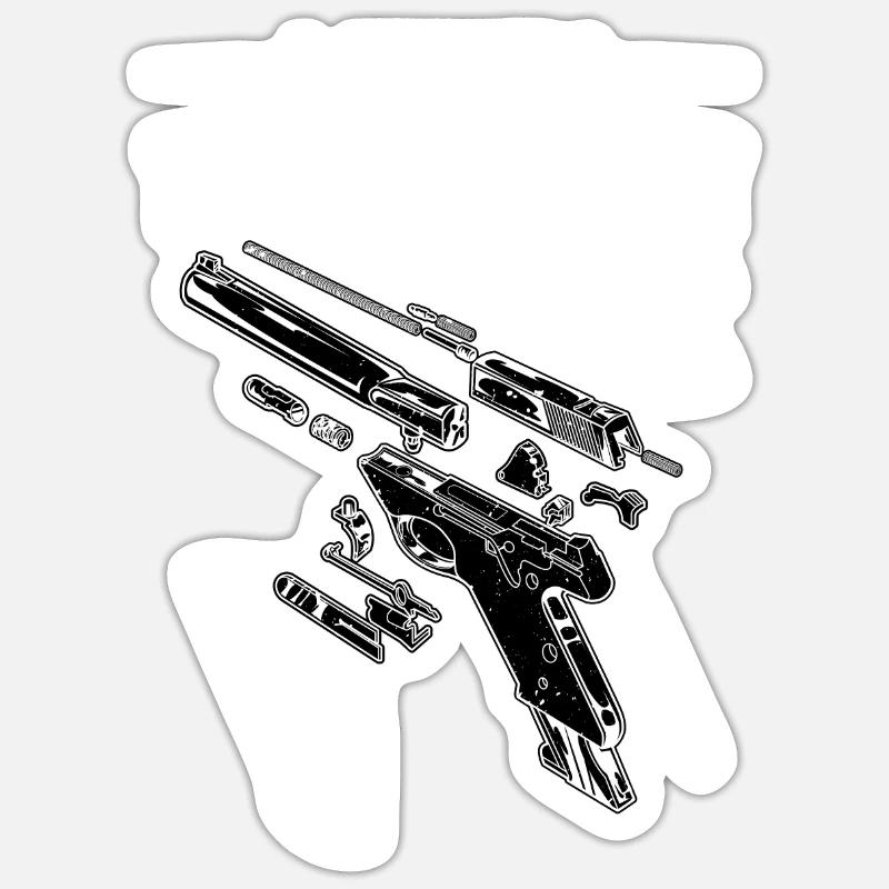 Trigger Nometry Weapons Nerd Guns - Sticker taille S (10 x 10 cm) - blanc mat