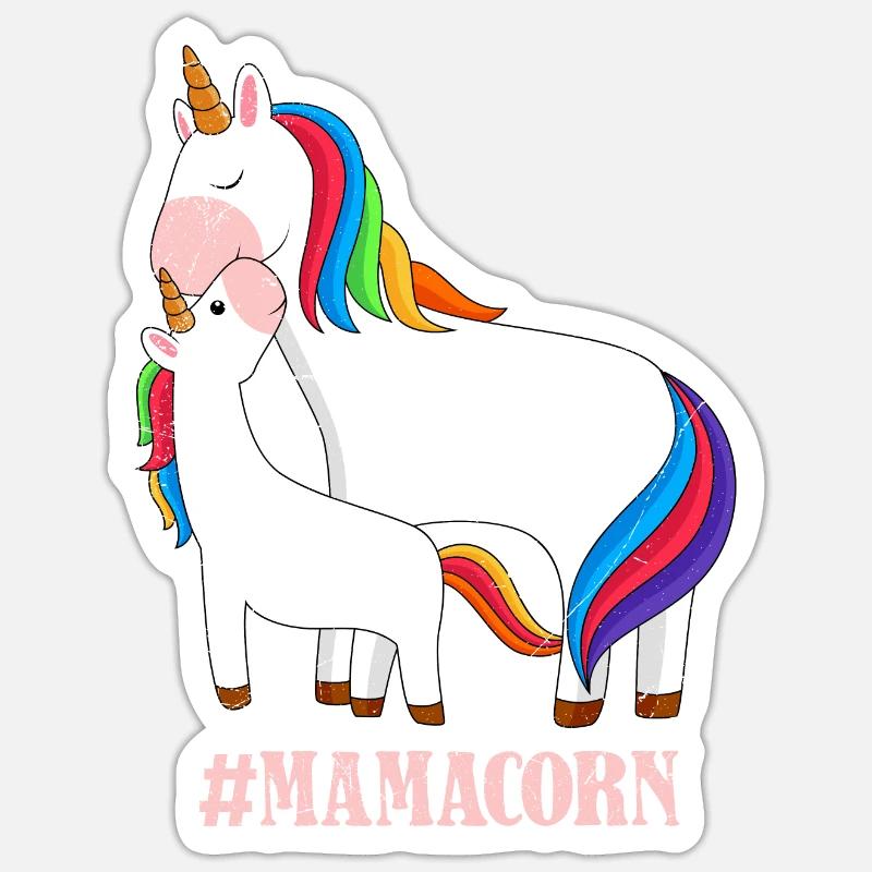 Mamacorn Muttertag Einhörner Mama Einhorn Sticker Größe S (10 x 10 cm)