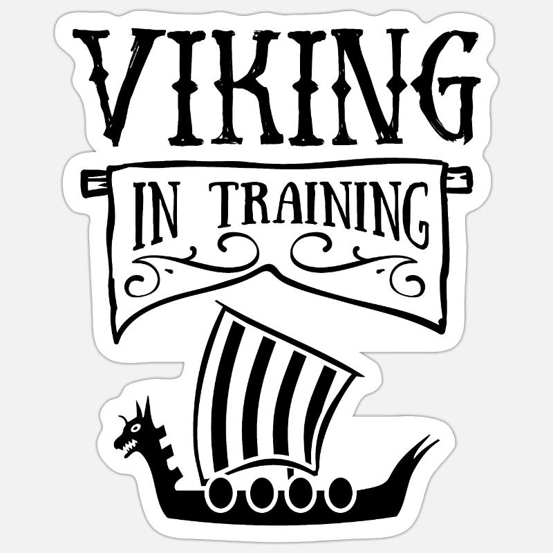 Wikinger im Training - Sticker Größe S (10 x 10 cm) - Mattweiß
