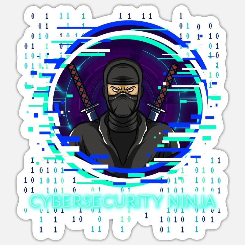 Cybersecurity Ninja Code Programmierer Nerd - Sticker Größe S (10 x 10 cm) - Mattweiß