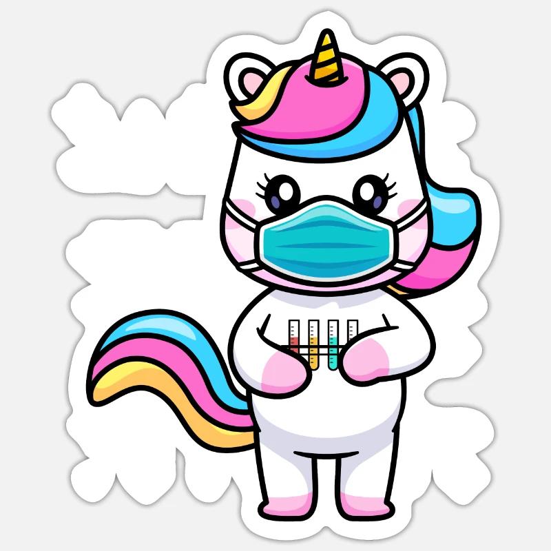 Chemie einhorn geschenkidee - Sticker Größe S (10 x 10 cm) - Mattweiß