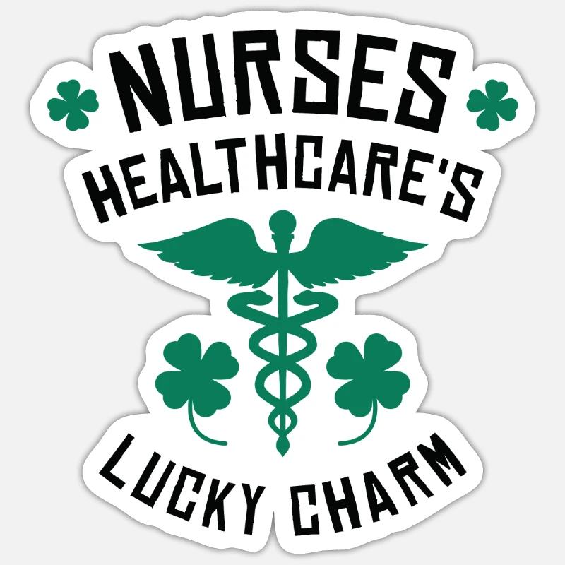 St. Patrick's Day Krankenschwester - Sticker Größe S (10 x 10 cm) - Mattweiß