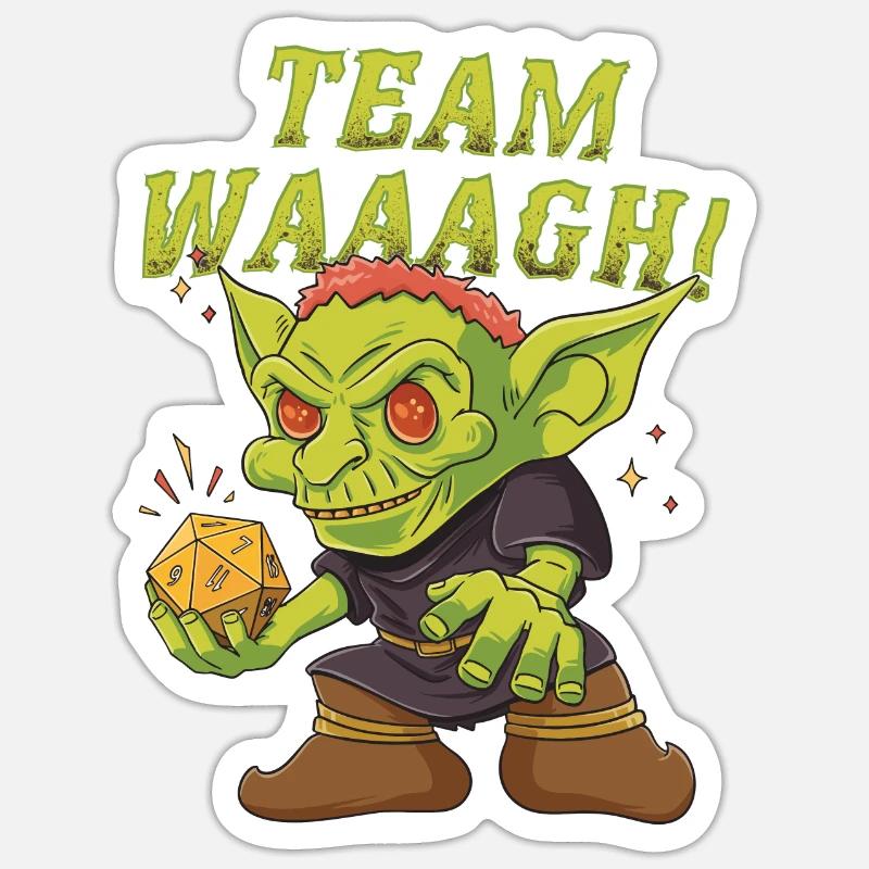 Goblin Orc D20 Dice Team Waaagh Design Für Ein Rpg - Sticker Größe S (10 x 10 cm) - Mattweiß
