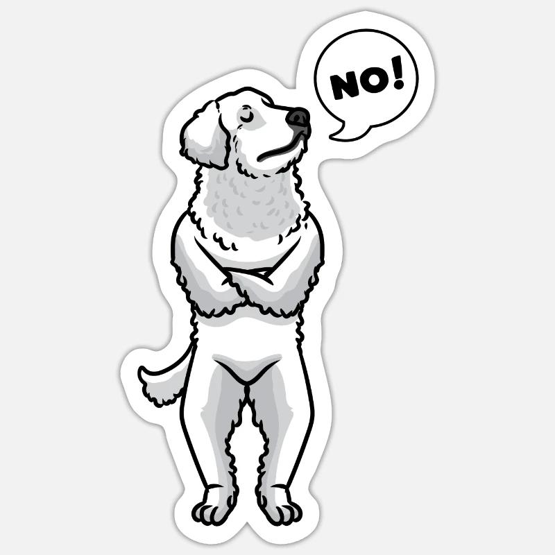 Chien Kuvasz - Sticker taille S (10 x 10 cm) - blanc mat