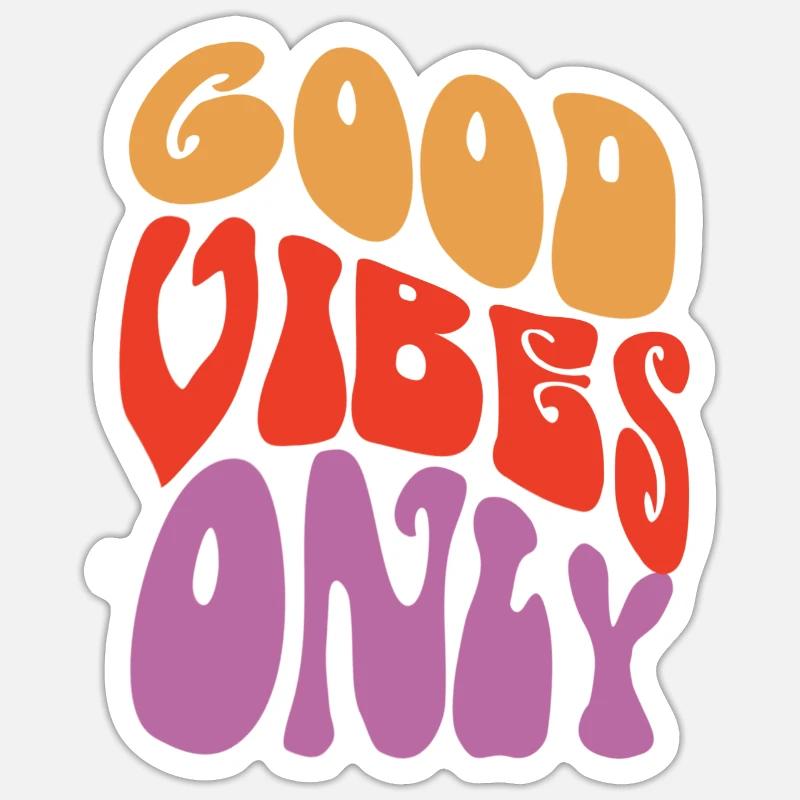 Good Vibes Only Retro - Sticker taille S (10 x 10 cm) - blanc mat