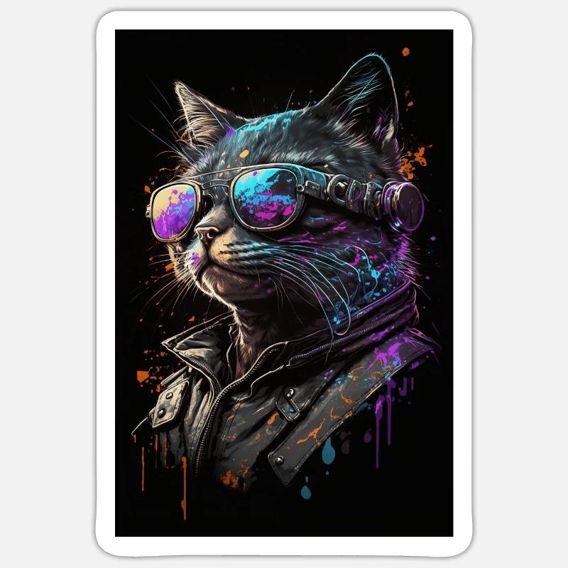 Cool Biker Cat Sticker size S (10 x 10 cm)