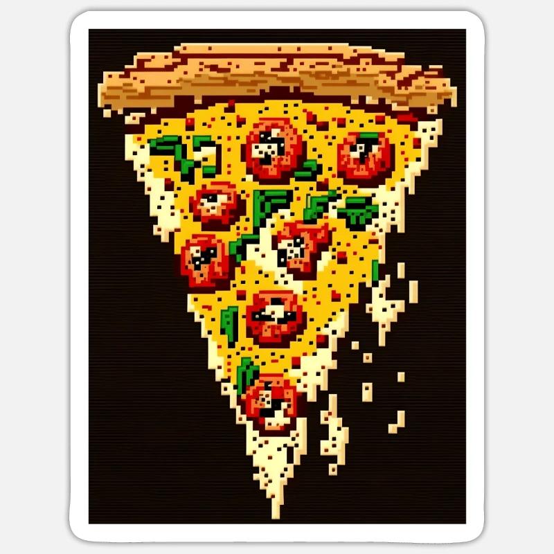 Pizza 8 bits, Pixel Art Sticker taille S (10 x 10 cm)