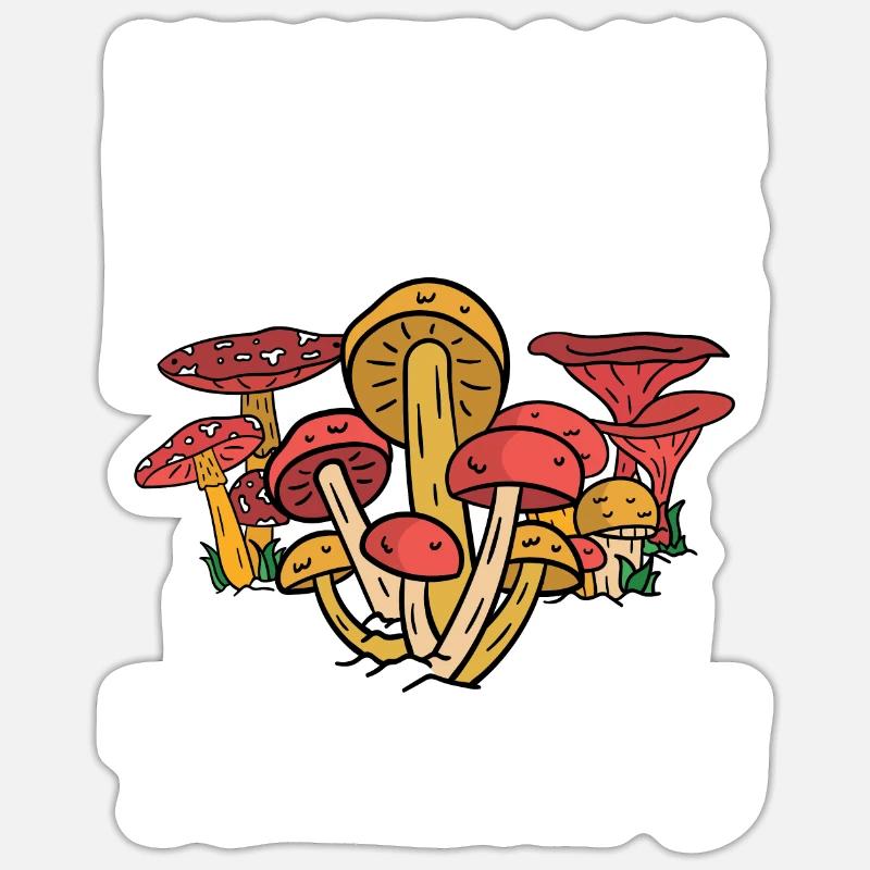 Cueillette de champignons Cueillette de champignons Cueillette de champignons - Sticker taille S (10 x 10 cm) - blanc mat