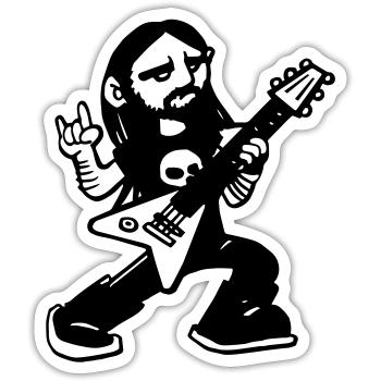 metal guitar hero BD cartoon bass guitar - Sticker size S (10 x 10 cm) - white matte - Front