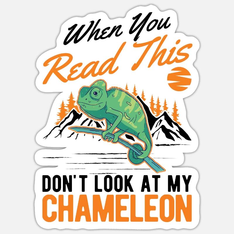 Chamäleon Geschenk Chameleon - Sticker Größe S (10 x 10 cm) - Mattweiß