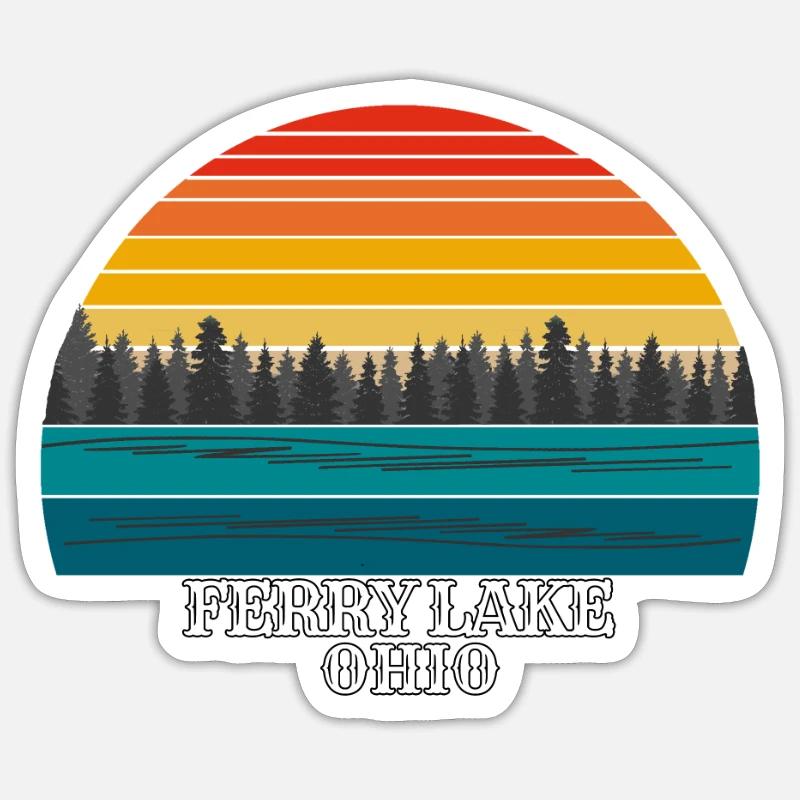 Lac Ferry Ohio - Sticker taille S (10 x 10 cm) - blanc mat