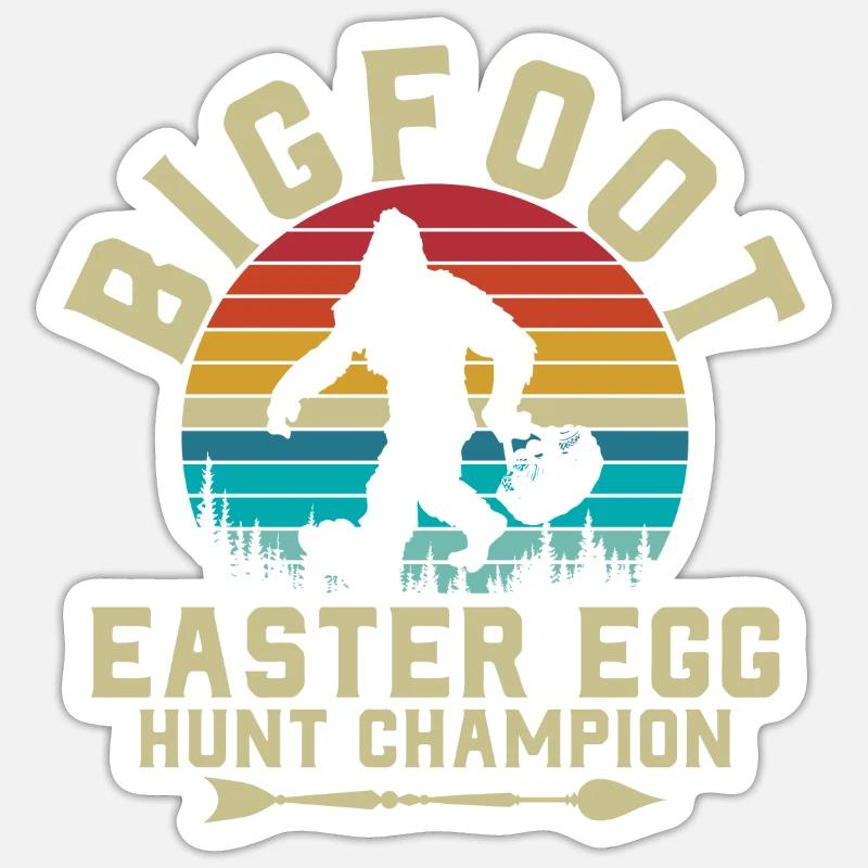 Bigfoot Easter Egg Hunt Champion - Sticker Größe S (10 x 10 cm) - Mattweiß