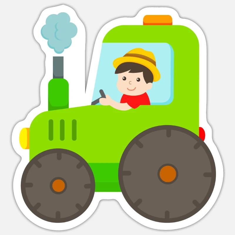 Traktor Bauer Trecker - Sticker Größe S (10 x 10 cm) - Mattweiß