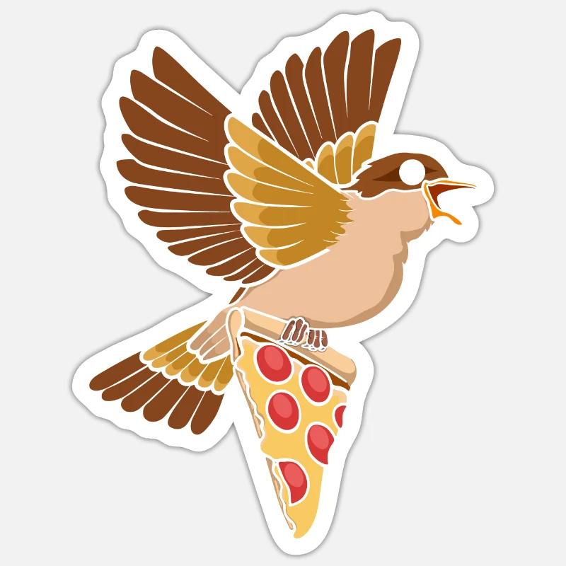 Pizza Eater Observation des oiseaux - Sticker taille S (10 x 10 cm) - blanc mat