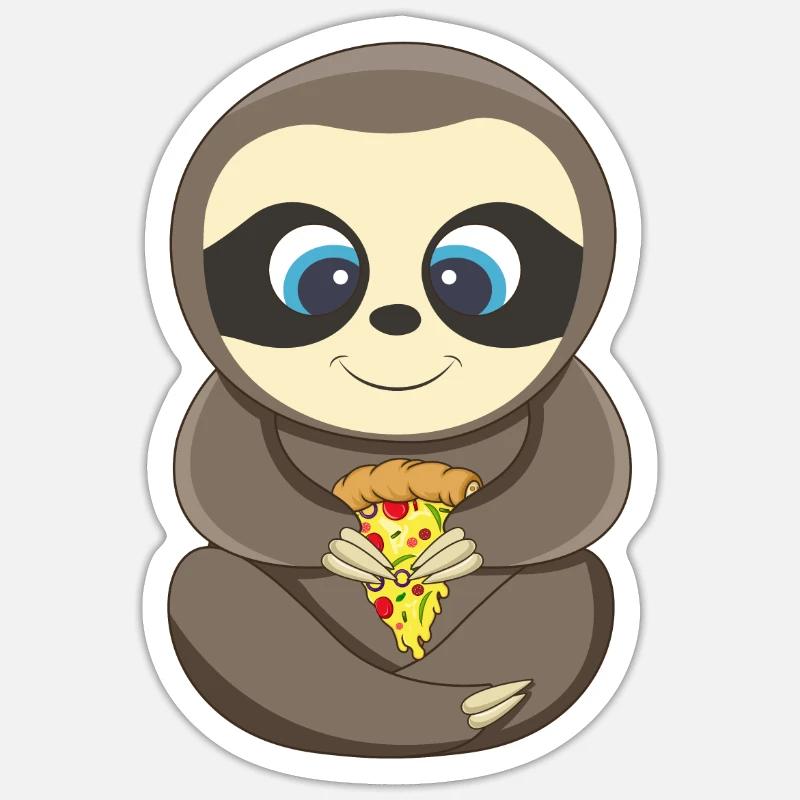 PIzza Sloth Lover Pizza - Sticker size S (10 x 10 cm) - white matte