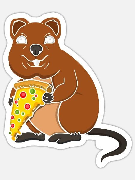 Pizzaflüsterer Quokka-Liebhaber Wildtier Tier - Sticker Größe S (10 x 10 cm) - Mattweiß
