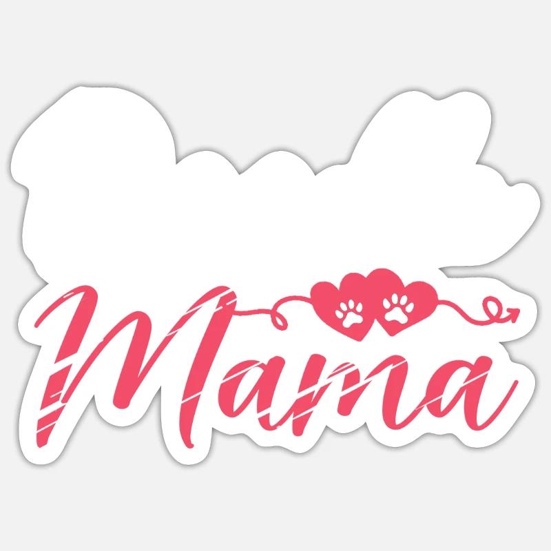 Femmes Doodle Mama Labradoodle Goldendoodle - Sticker taille S (10 x 10 cm) - blanc mat