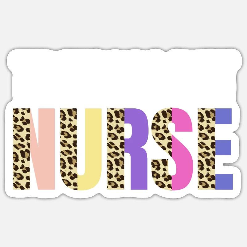 Mignon transplant infirmière léopard - Sticker taille S (10 x 10 cm) - blanc mat