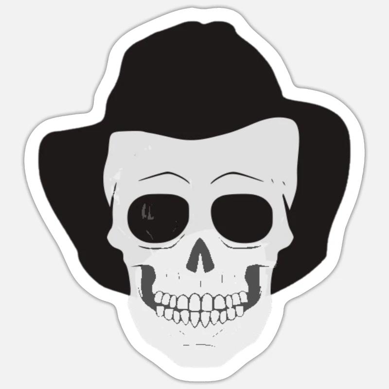 Hut mit Totenkopf Schädel Geschenkidee Sticker Größe S (10 x 10 cm)