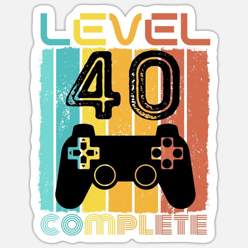 40 ans - 40e anniversaire Niveau 40 Conception complète Sticker taille S (10 x 10 cm)