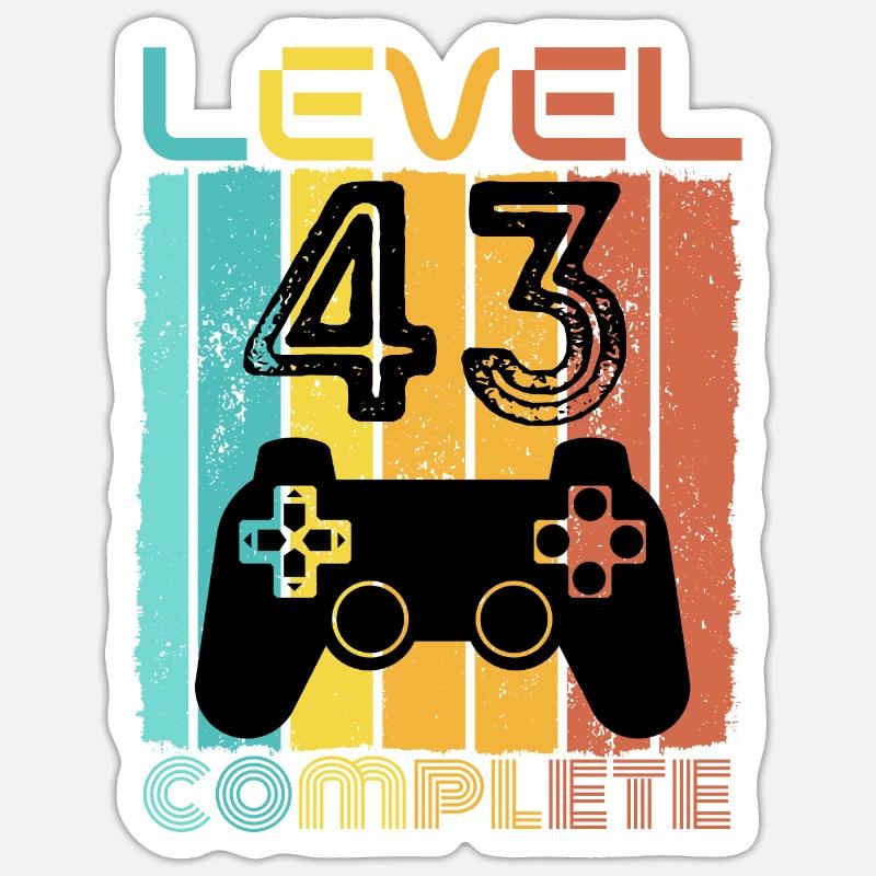 43 ans - 43e anniversaire Niveau 43 Conception complète Sticker taille S (10 x 10 cm)