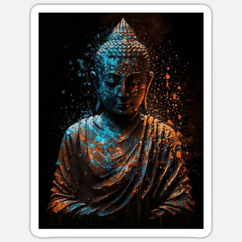 Peaceful Abstract Buddha Statue - Sticker size S (10 x 10 cm) - white matte