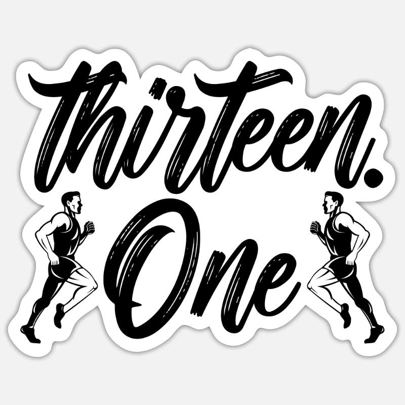 Treize marathoniens athlétiques d’un demi-marathon - Sticker taille S (10 x 10 cm) - blanc mat