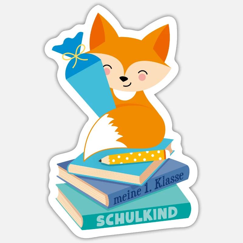 Fuchs Schulkind - Sticker Größe S (10 x 10 cm) - Mattweiß