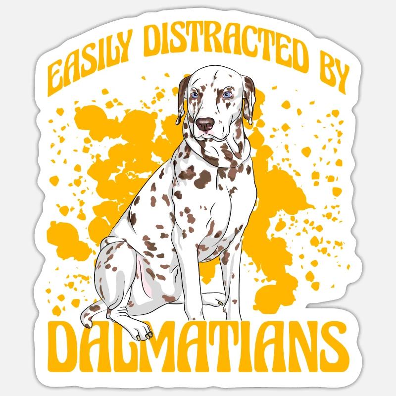 Facilement distrait mes Dalmatiens - Sticker taille S (10 x 10 cm) - blanc mat